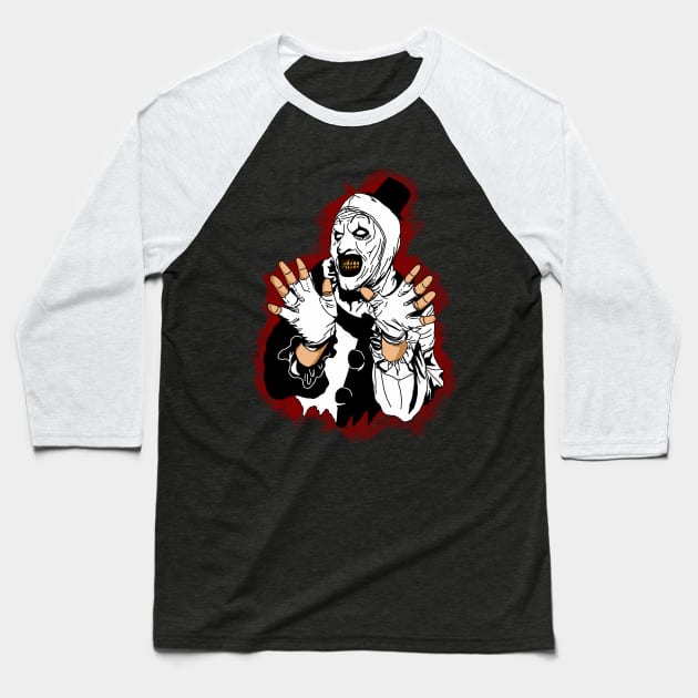 Silent Clown Baseball T-Shirt by Horror School Customs